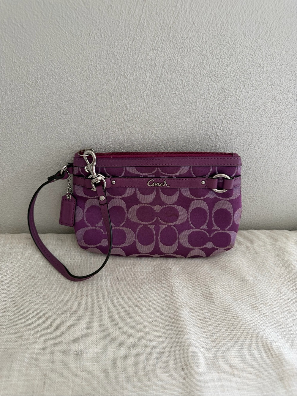 Coach Signature C Purple Wristlet